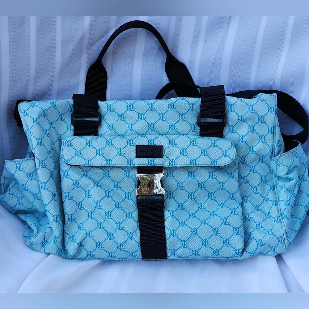 RALPH LAUREN Signature Vintage RL Logo Travel Duffle Weekend Carry On B…